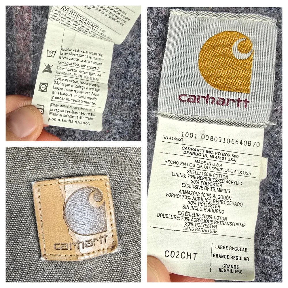 Carhartt Vintage Mens Large C02CHT Brown Chestnut Blanked Lined Chore Jacket - Picture 11 of 11